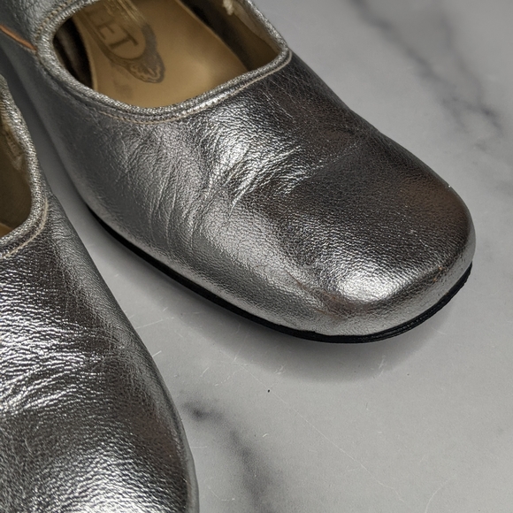 Vintage silver foil leather & rhinestone heels pumps - Picture 8 of 8